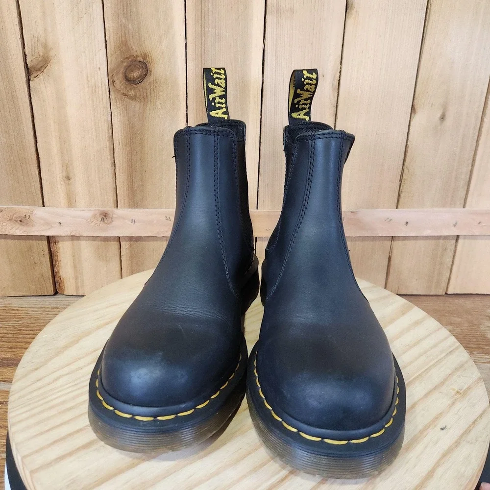 Dr. Martens Black Chelsea Chukka Boots with Yellow Stitching